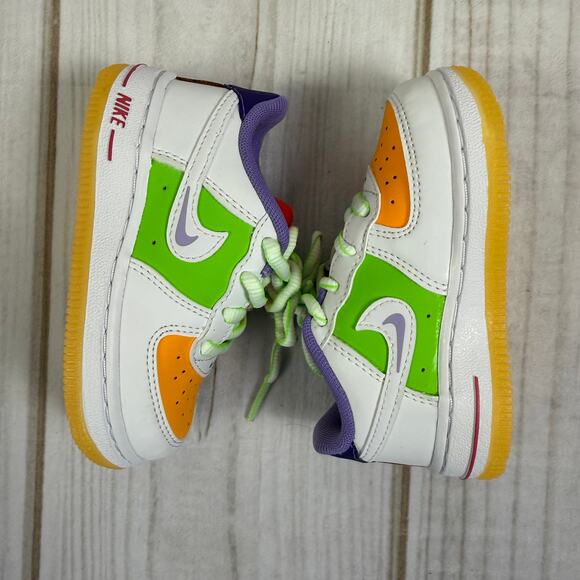Nike Air Force 1 Toddler‎ Shoes White Orange Green Purple Yellow Size 6C - Picture 3 of 7